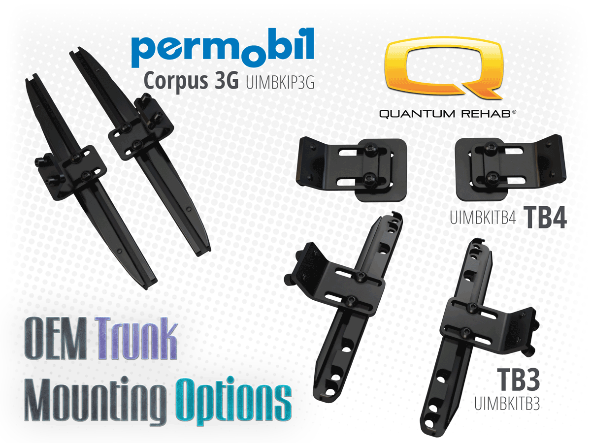 Available pre-configured mounting assemblies for Courpus 3G and TB3/TB4 backs.